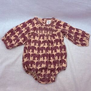 Kate Quinn Organic Cotton Long Sleeve Onesie Elephant Size 12-18m
